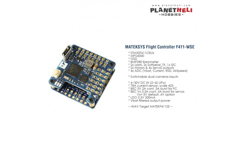 Matek Systems F411 WSE STM32F411CEU6 Flight Controller Built-in OSD 2-6S FC for RC Airplane Fixed Wing